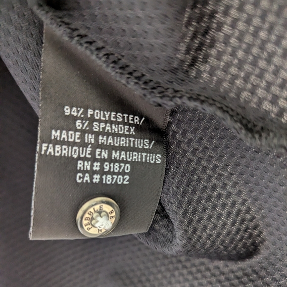 PEBBLE BEACH Tech Mesh Performance Golf Polo Shirt Men's L Dry Wick Light Black - Picture 16 of 16